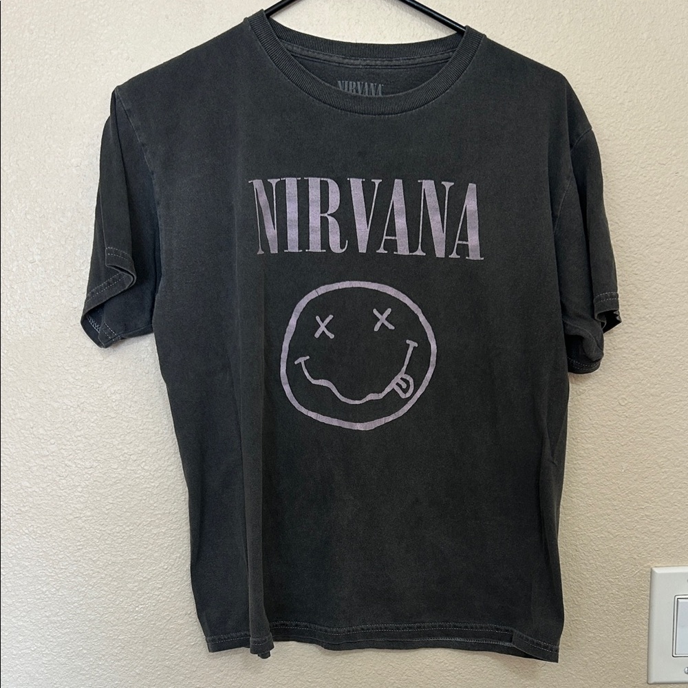 NIRVANA Charcoal Tee with Iconic Smiley